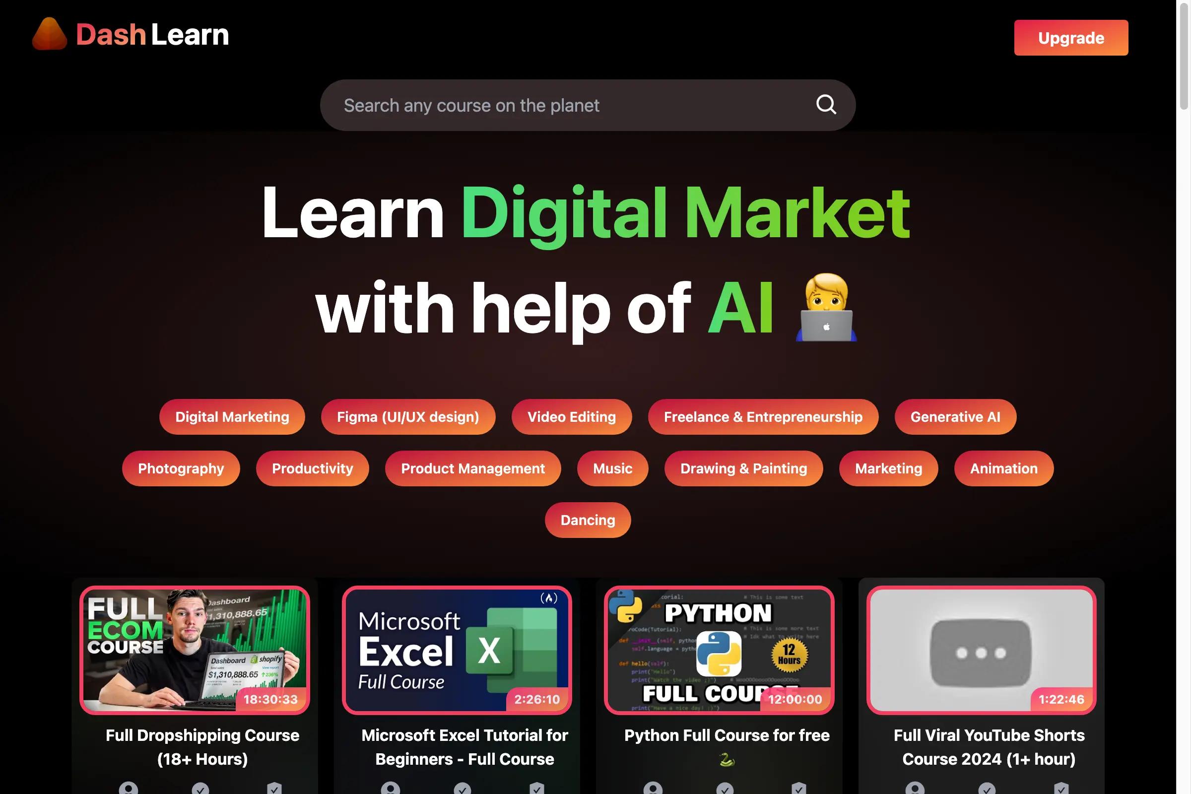 DashLearn - Supercharge Your Learning with AI-Powered YouTube Courses preview